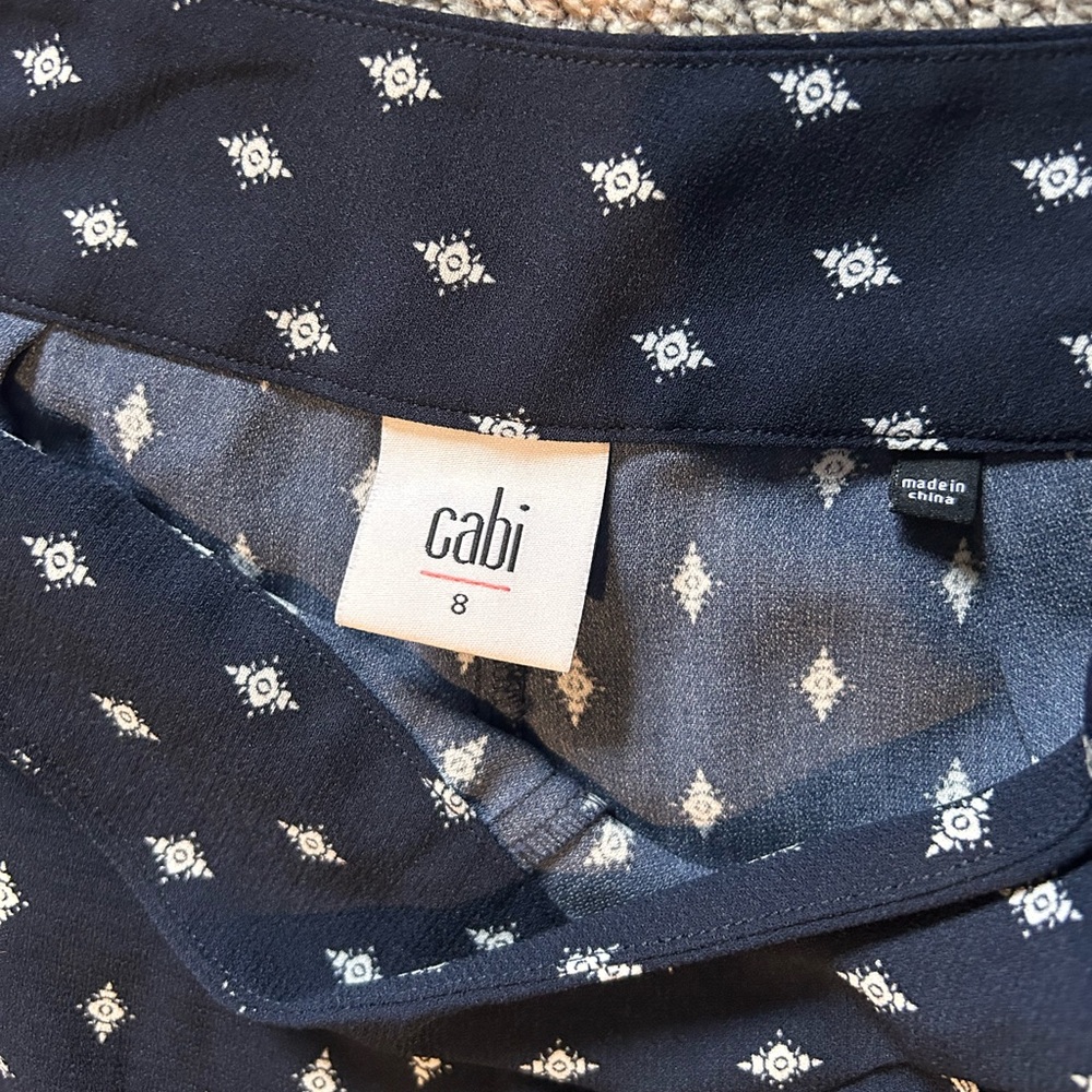 Cabi Wide-Leg Navy Printed Lounge Pants wide size 8 - Picture 10 of 11